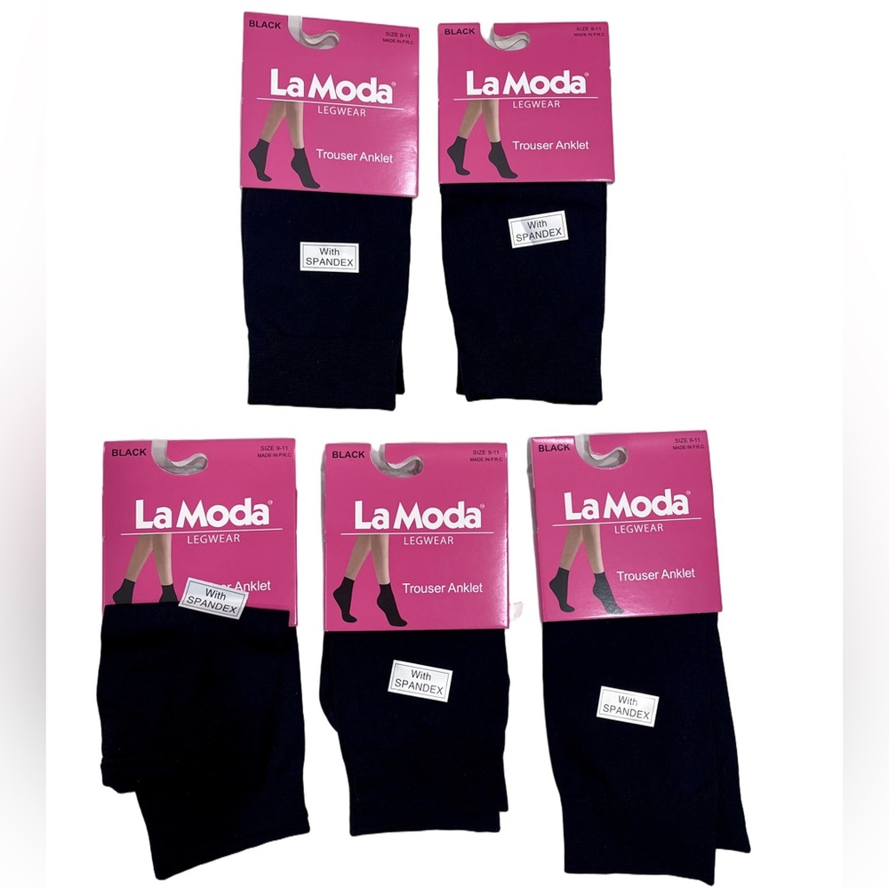 La Moda Leg Wear • Women’s Black Trouser Anklet Socks Size 9-11 Pack Of 5 NWT